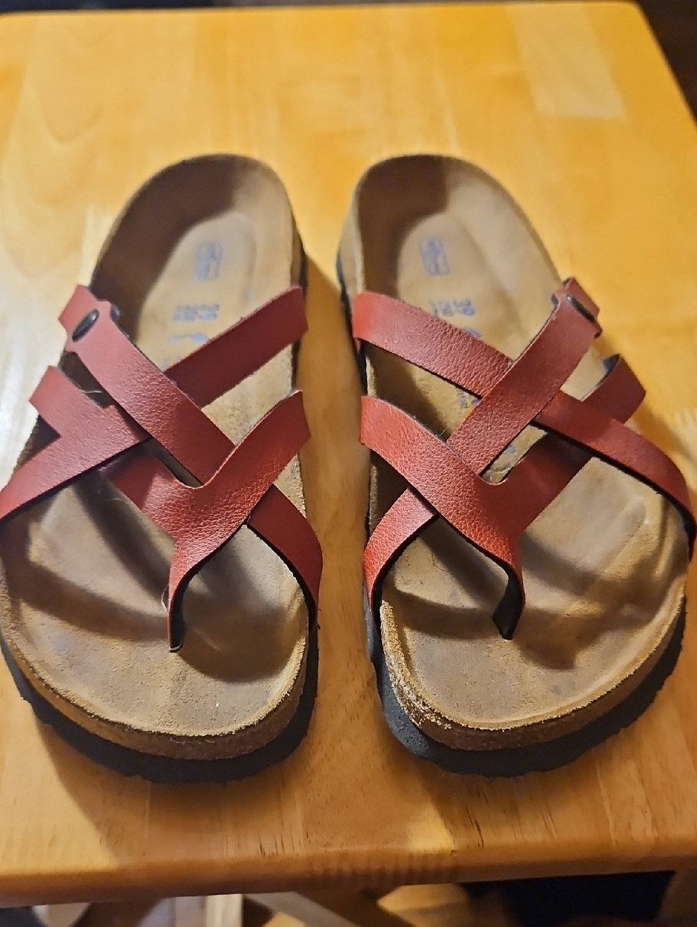 Betula Women’s Red Crisscross Leather Slide Sandals